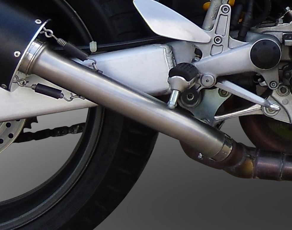 Escape compatible con Honda Vtr 1000 F Firestorm 1997-2007, Trioval, Par de terminales de escape homologados, con db killer extraíbles y tubos de conexión específicos 