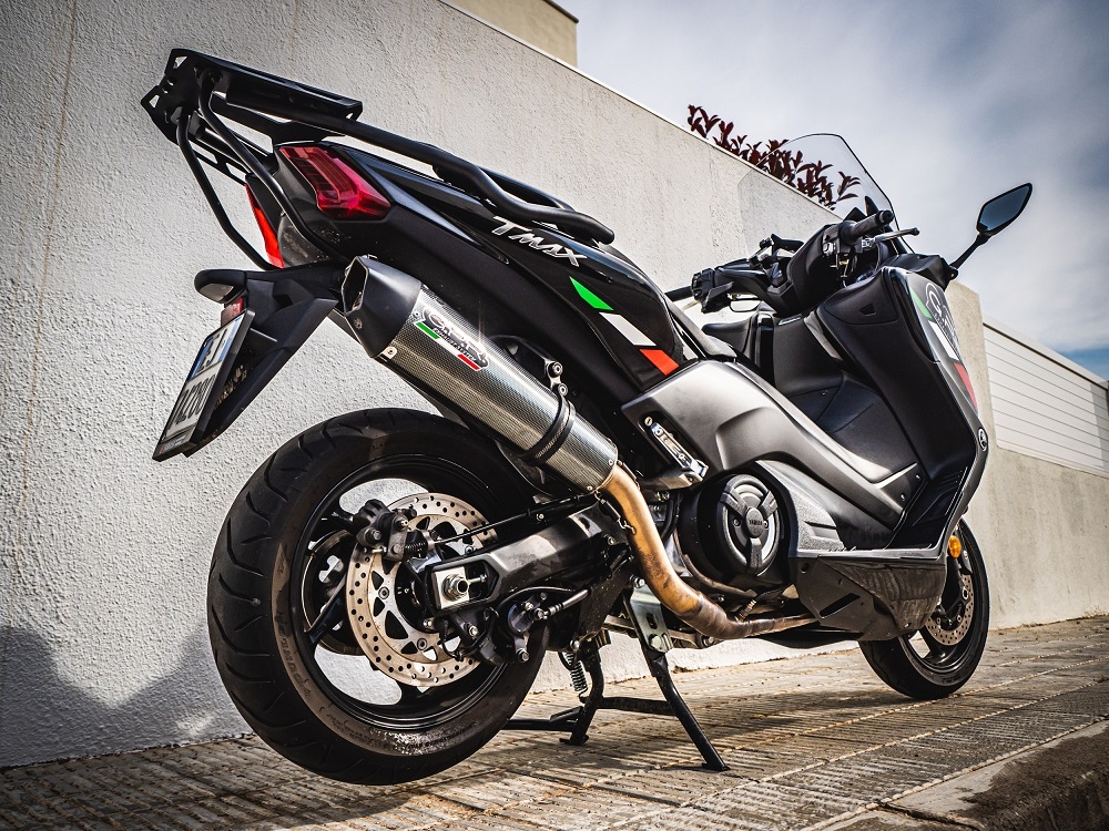 Escape compatible con Yamaha T-Max 560 2022-2024, GP Evo4 Poppy, Escape completo homologado y legal,con catalizador incluido db killer extraíble 