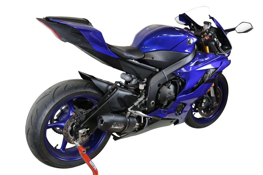 Escape compatible con Yamaha Yzf R6 2017-2025, Furore Nero, Escape racing, silenciador con tubo de conexion, articulo sin homologacion 