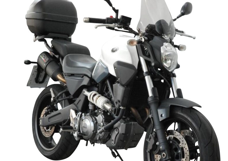 Escape compatible con Yamaha MT03 660 2006-2013, Furore Nero, Par de terminales de escape homologados, con db killer extraíble, catalizadores y tubo de conexión específico 