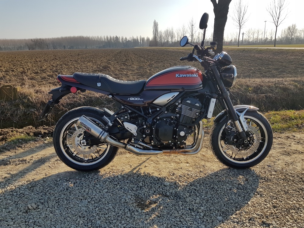 Escape compatible con Kawasaki Z 900 RS 2021-2024, M3 Inox , Escape legal, homologado, silenciador con db killer desmontable y tubo de conexión específico 