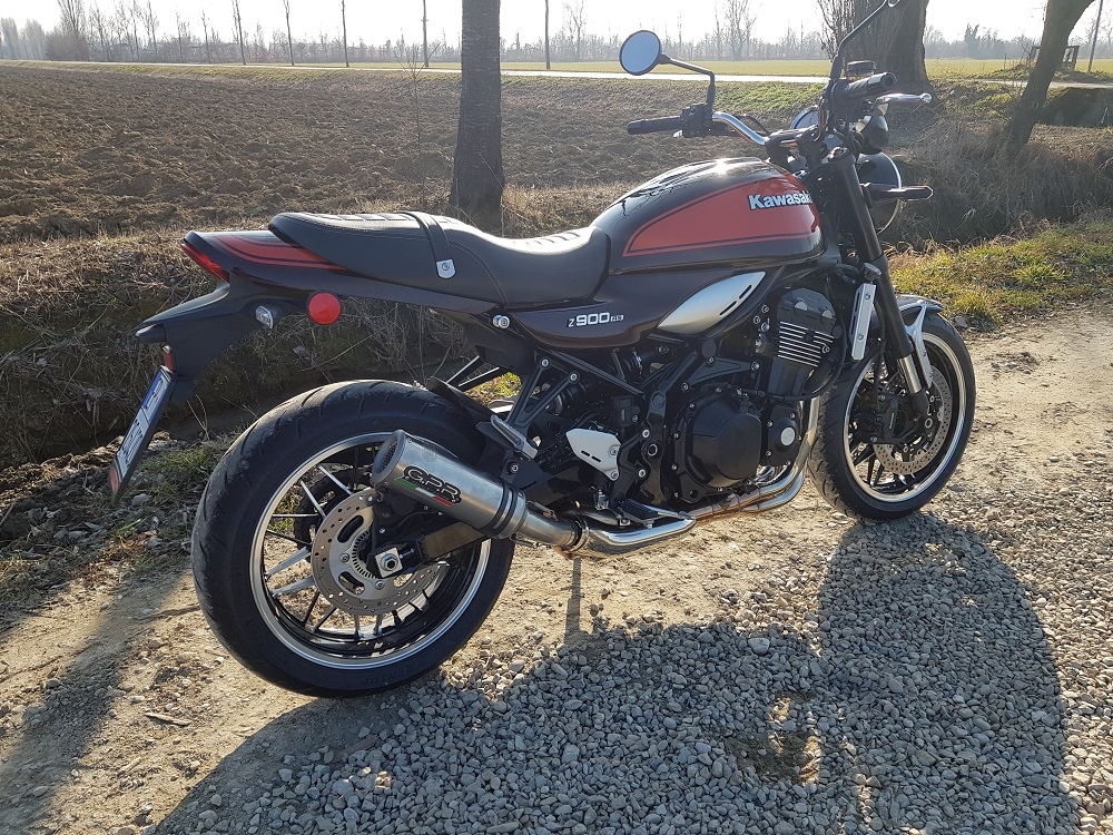 Escape compatible con Kawasaki Z 900 RS 2021-2024, M3 Inox , Escape legal, homologado, silenciador con db killer desmontable y tubo de conexión específico 