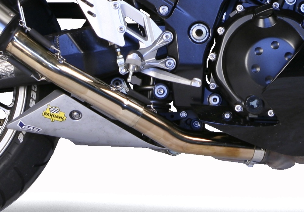 Escape compatible con Kawasaki Zzr 1400 2008-2011, Satinox, Par de terminales de escape homologados, con db killer extraíble, catalizadores y tubo de conexión específico 