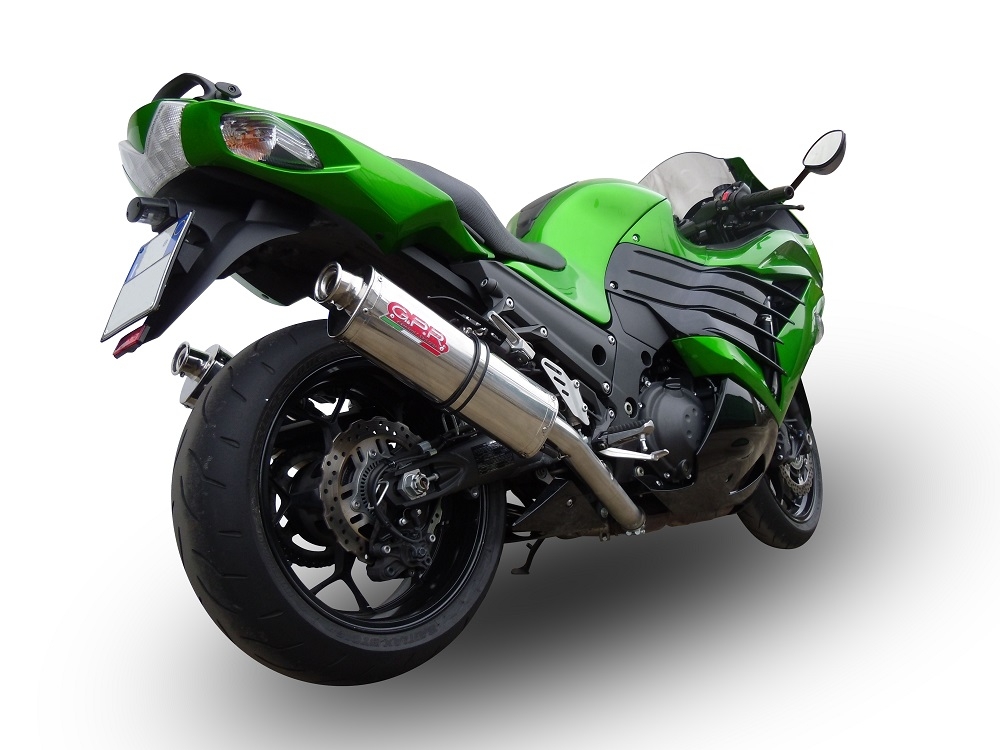 Escape compatible con Kawasaki Zzr 1400 2017-2022, Trioval, Par de terminales de escape homologados, con db killer extraíbles y tubos de conexión específicos 