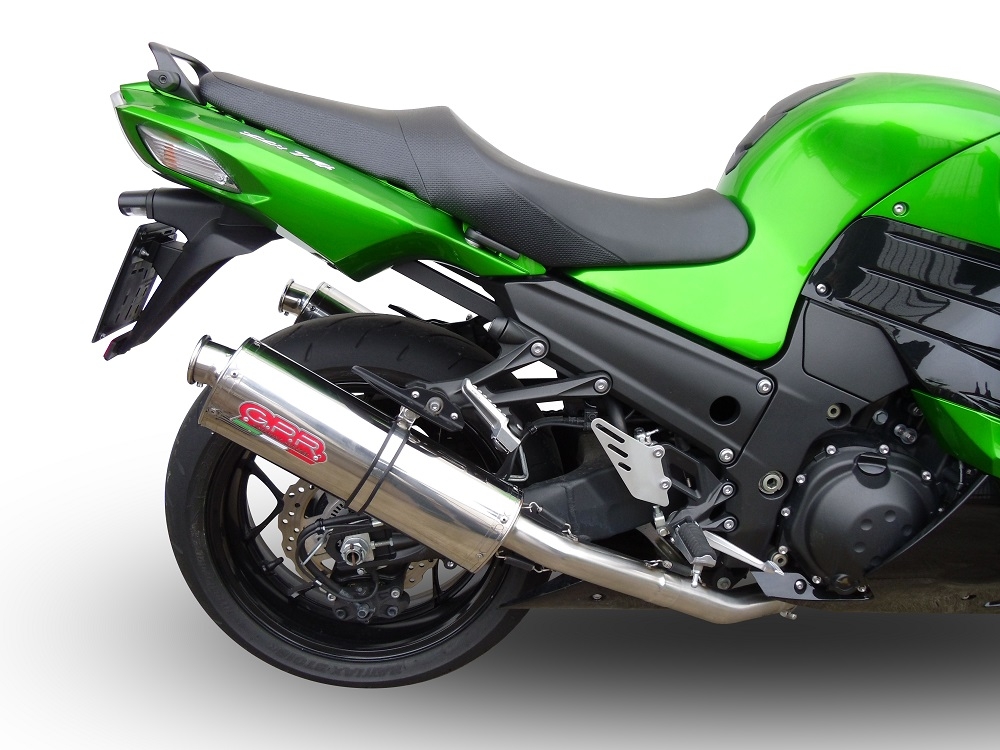 Escape compatible con Kawasaki Zzr 1400 2017-2022, Trioval, Par de terminales de escape homologados, con db killer extraíbles y tubos de conexión específicos 