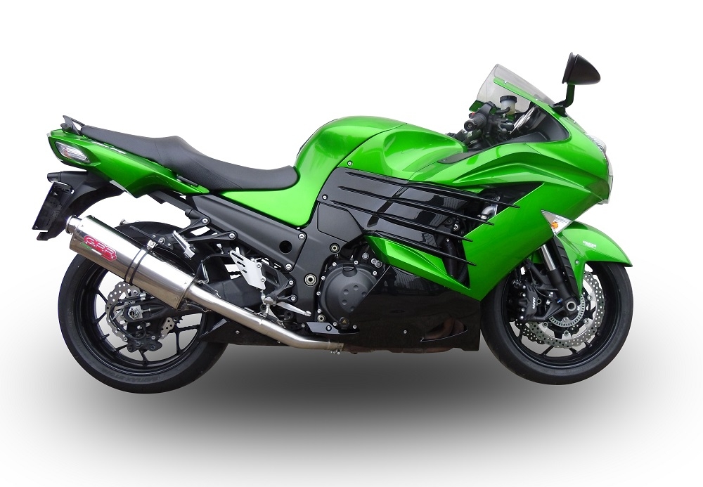 Escape compatible con Kawasaki Zzr 1400 2017-2022, Trioval, Par de terminales de escape homologados, con db killer extraíbles y tubos de conexión específicos 