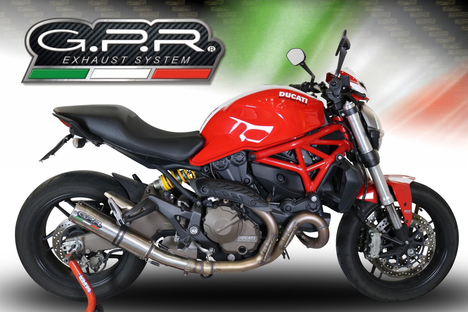 Escape compatible con Ducati Monster 1200 S -R 2017-2021, M3 Titanium Natural, Escape legal, homologado, silenciador con catalizador, db killer desmontable y tubo de conexión específico 