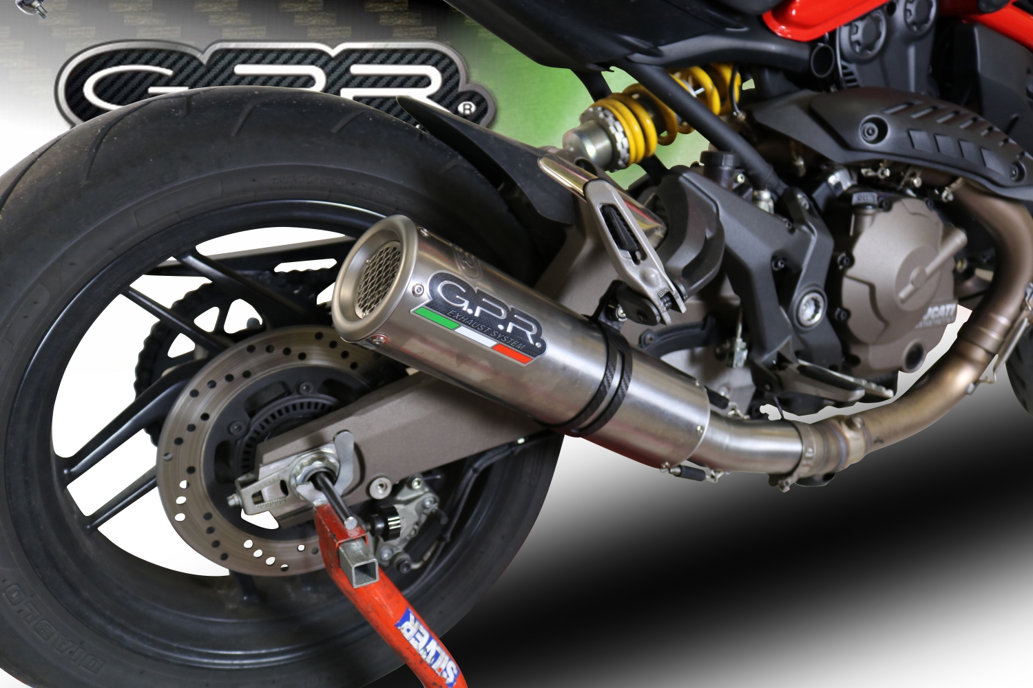 Escape compatible con Ducati Monster 1200 S -R 2017-2021, M3 Titanium Natural, Escape legal, homologado, silenciador con catalizador, db killer desmontable y tubo de conexión específico 