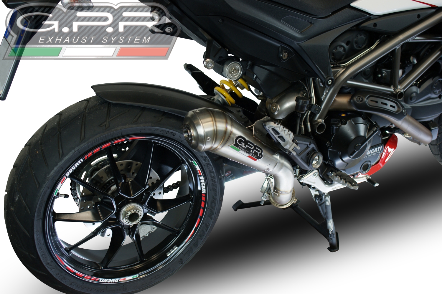 Escape compatible con Ducati Hyperstrada -Hypermotard 939 EURO 4 2016-2019, Powercone Evo, Escape legal, homologado, silenciador con catalizador, db killer desmontable y tubo de conexión específico 