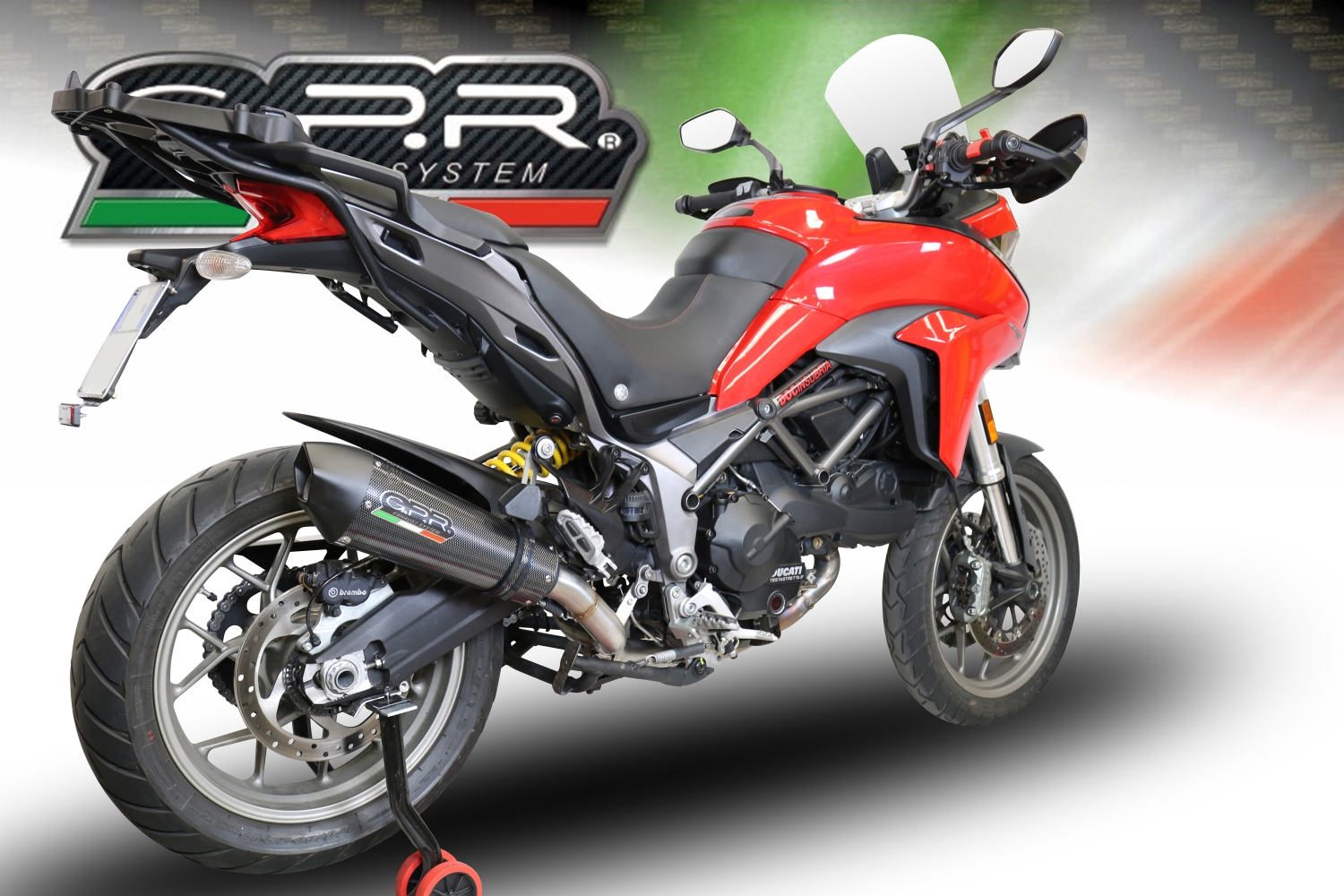 Escape compatible con Ducati Multistrada 950 2017-2020, GP Evo4 Poppy, Escape semi-completo homologado, con db killer extraible y catalizador 