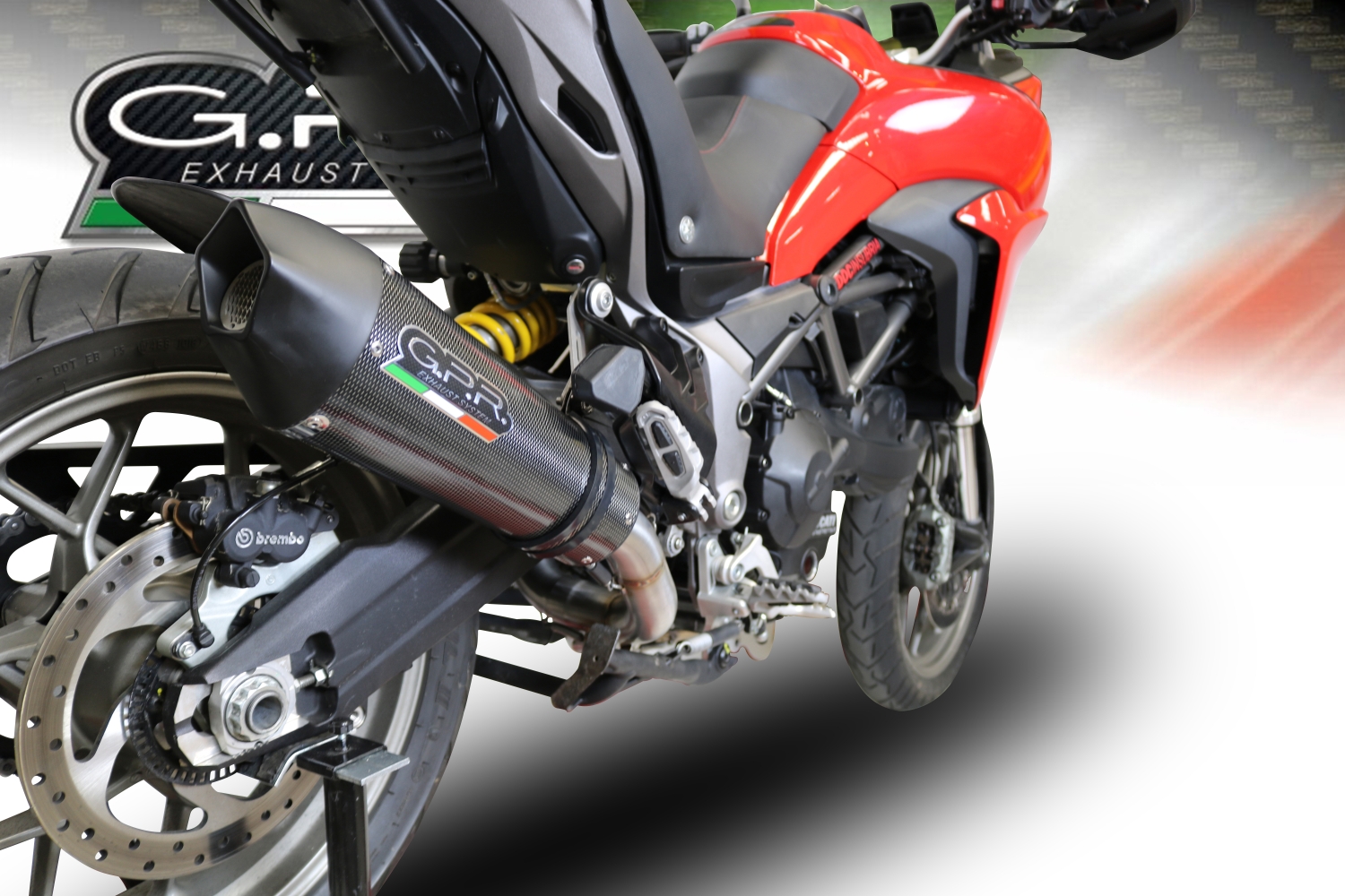Escape compatible con Ducati Multistrada 950 2017-2020, GP Evo4 Poppy, Escape semi-completo homologado, con db killer extraible y catalizador 