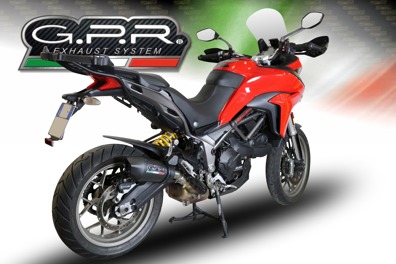 Escape compatible con Ducati Multistrada 950 2017-2020, GP Evo4 Black Titanium, Escape legal, homologado, silenciador con db killer desmontable y tubo de conexión específico 