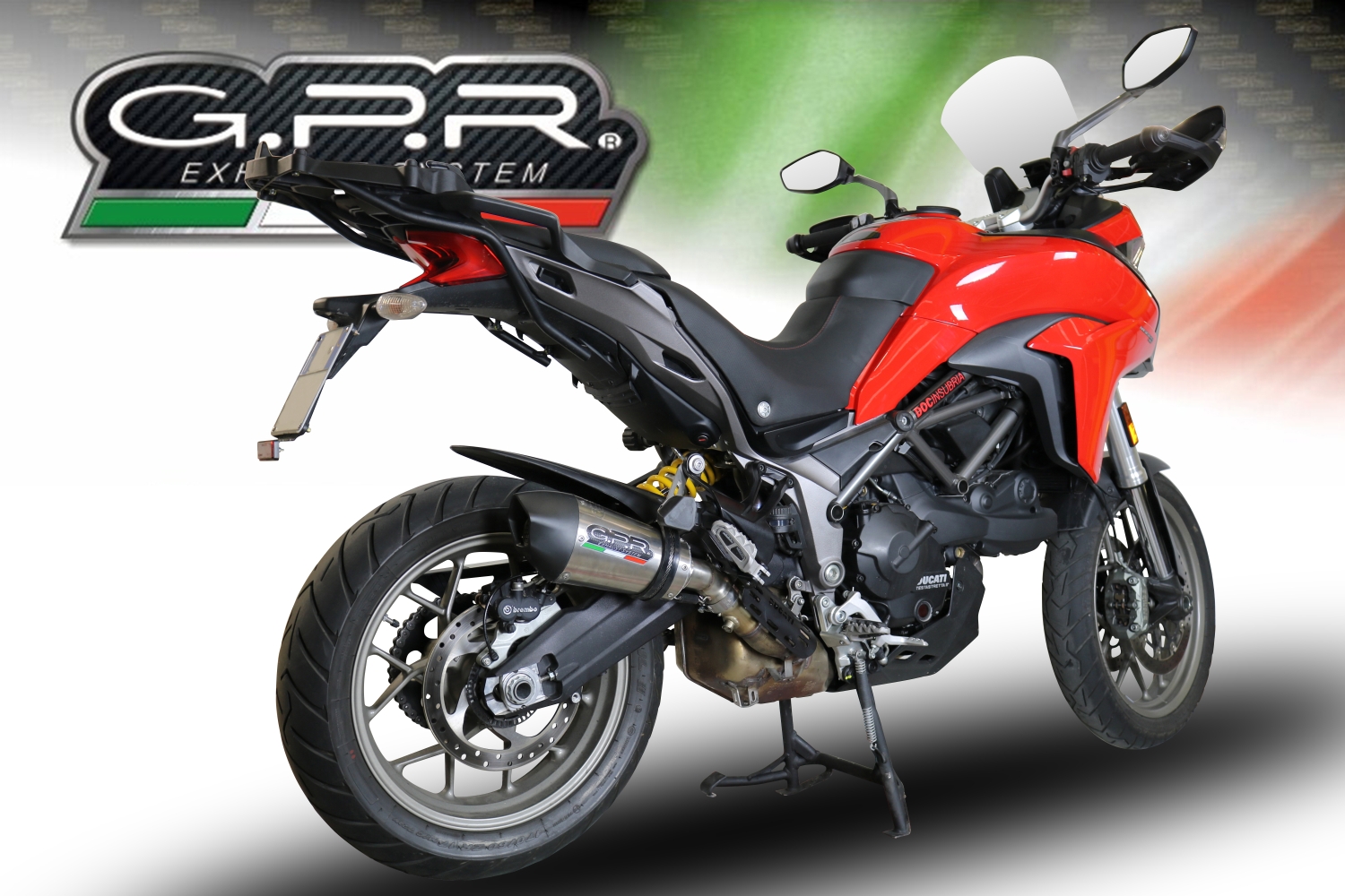 Escape compatible con Ducati Multistrada 950 V2 S 2021-2024, GP Evo4 Titanium, Escape legal, homologado, silenciador con db killer desmontable y tubo de conexión específico 