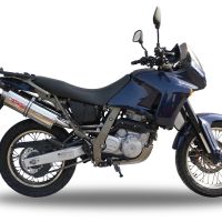 Escape compatible con Aprilia Pegaso 650 Ga 1992-1996, Trioval, Par de terminales de escape homologados, con db killer extraíbles y tubos de conexión específicos 