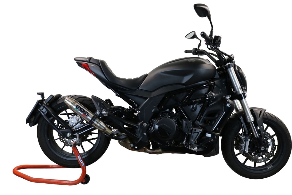 Escape compatible con Benelli 502 C 2021-2024, Deeptone Inox, Escape legal, homologado, silenciador con db killer desmontable y tubo de conexión específico 