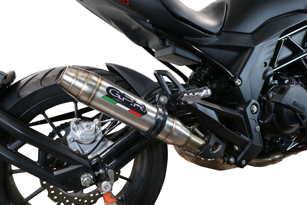 Escape compatible con Benelli 502 C 2021-2024, Deeptone Inox, Escape legal, homologado, silenciador con db killer desmontable y tubo de conexión específico 