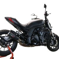 Escape compatible con Benelli 502 C 2021-2024, M3 Black Titanium, Escape legal, homologado, silenciador con db killer desmontable y tubo de conexión específico 