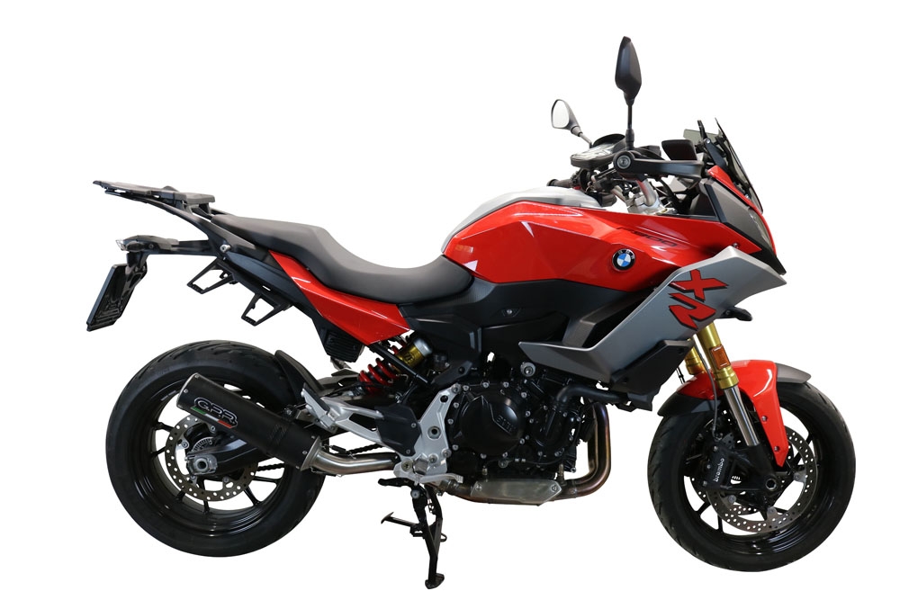 Escape compatible con Bmw F 900 XR-R 2020-2025, M3 Black Titanium, Escape legal, homologado, silenciador con db killer desmontable y tubo de conexión específico 