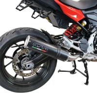 Escape compatible con Bmw F 900 XR-R 2020-2025, M3 Black Titanium, Escape legal, homologado, silenciador con db killer desmontable y tubo de conexión específico 