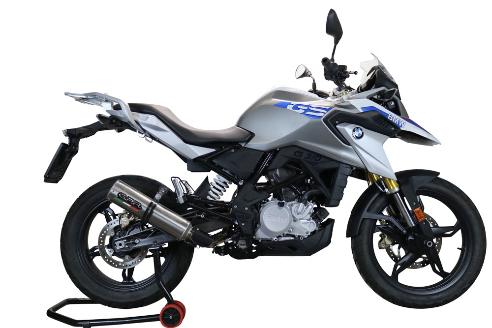 Escape compatible con Bmw G 310 Gs 2017-2021, M3 Titanium Natural, Escape completo homologado y legal,con catalizador incluido db killer extraíble 