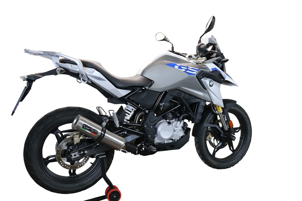 Escape compatible con Bmw G 310 Gs 2017-2021, M3 Titanium Natural, Escape completo homologado y legal,con catalizador incluido db killer extraíble 