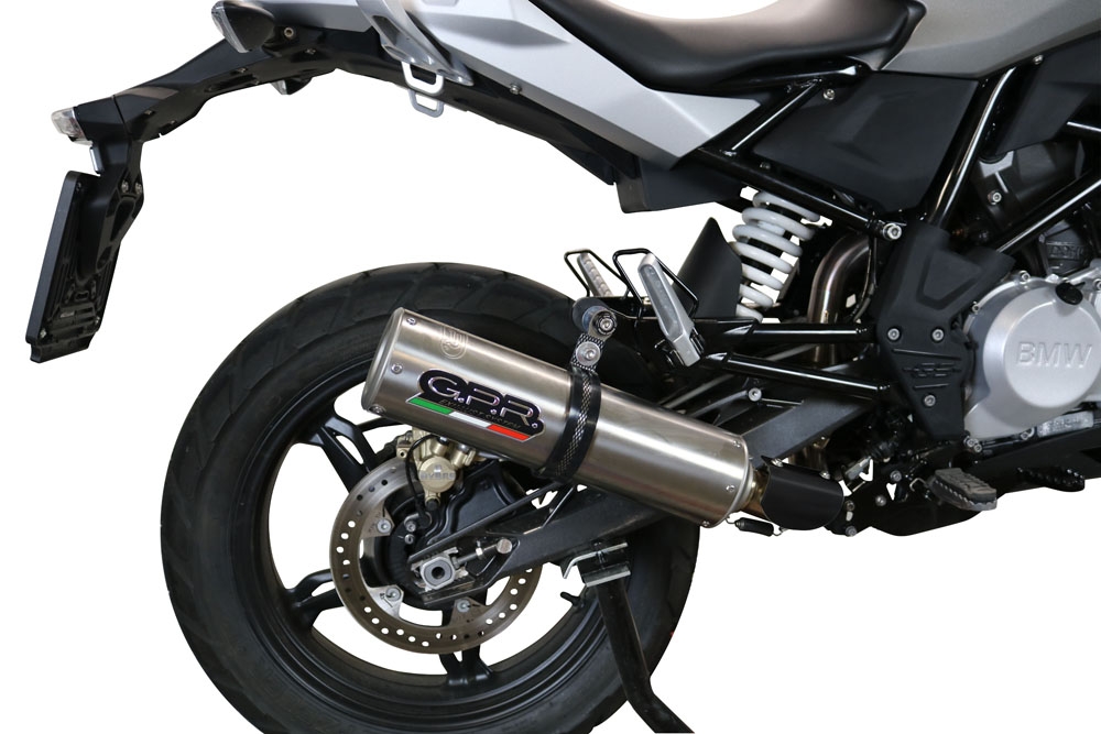Escape compatible con Bmw G 310 Gs 2017-2021, M3 Titanium Natural, Escape completo homologado y legal,con catalizador incluido db killer extraíble 