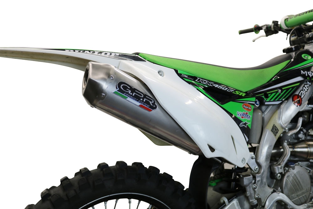Escape compatible con Kawasaki Kx 450 F 2012-2015, Pentacross Inox, Escape completo racing, incluyendo colector y db killer desmontable, sin homologación 