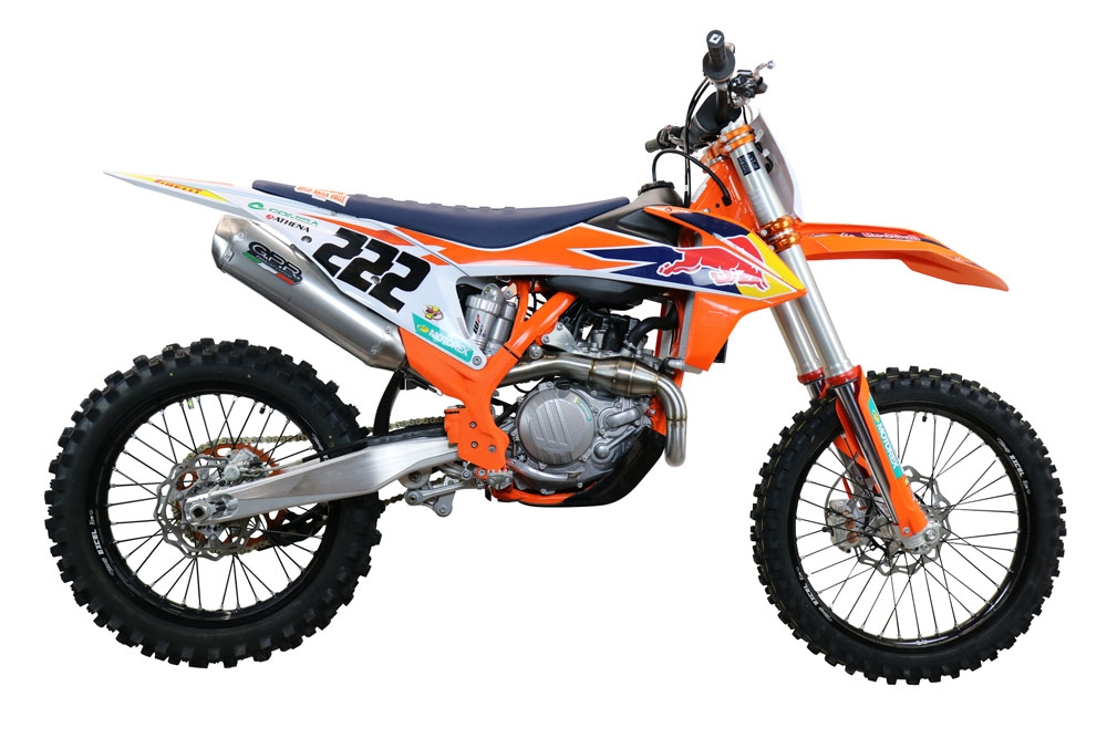 Escape compatible con Ktm SX-F Factory Edition 450 2018-2021, Pentacross FULL Titanium, Escape completo racing, incluyendo colector y db killer desmontable, sin homologación 
