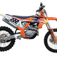 Escape compatible con Ktm SX-F Factory Edition 450 2018-2021, Pentacross FULL Titanium, Escape completo racing, incluyendo colector y db killer desmontable, sin homologación 