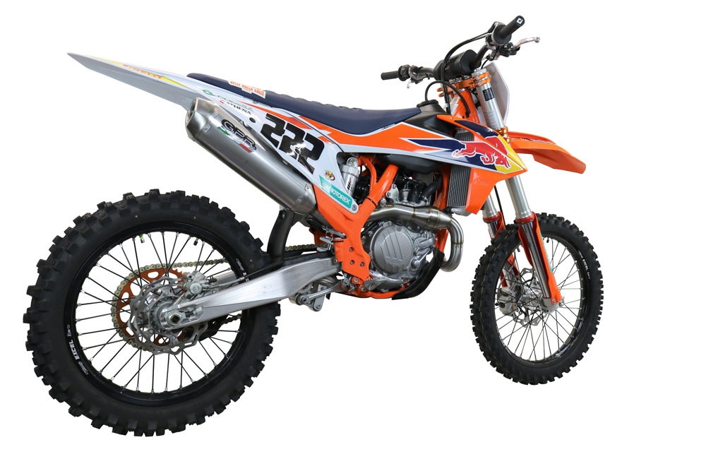 Escape compatible con Ktm SX-F Factory Edition 450 2018-2021, Pentacross FULL Titanium, Escape completo racing, incluyendo colector y db killer desmontable, sin homologación 