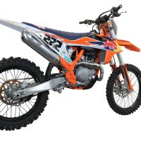 Escape compatible con Ktm SX-F Factory Edition 450 2018-2021, Pentacross FULL Titanium, Escape completo racing, incluyendo colector y db killer desmontable, sin homologación 