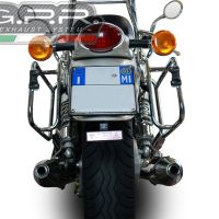 Escape compatible con Moto Guzzi California 1100 Special-Stone-Sport-Ev-Alu 1997-2005, Vintacone, Par de terminales de escape homologados, con db killer extraíble, catalizadores y tubo de conexión específico 