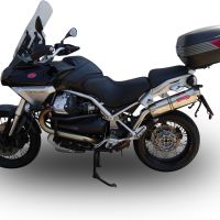 Escape compatible con Moto Guzzi Stelvio 1200 4V 2008-2010, Trioval, Escape homologado, legal, con db killer extraíble, tubo de conexión y catalizador 