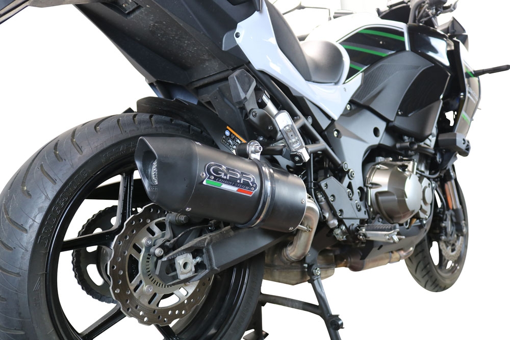 Escape compatible con Kawasaki Versys 1000 I.E. 2021-2024, Furore Evo4 Nero, Escape legal, homologado, silenciador con db killer desmontable y tubo de conexión específico 