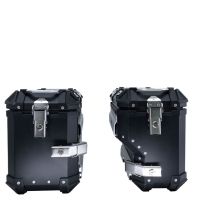 Par de maletas laterales en aluminio con lado derecho contorneado, color negro con portaequipajes específico GPR TECH compatible con  Bmw F 750 Gs 2021/2024 e5