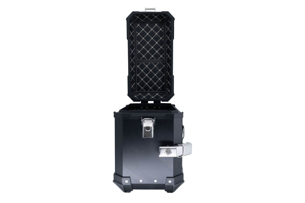 Par de maletas laterales en aluminio color negro con portaequipajes específico GPR TECH compatible con  Kawasaki Versys 650 2015/2016 e3