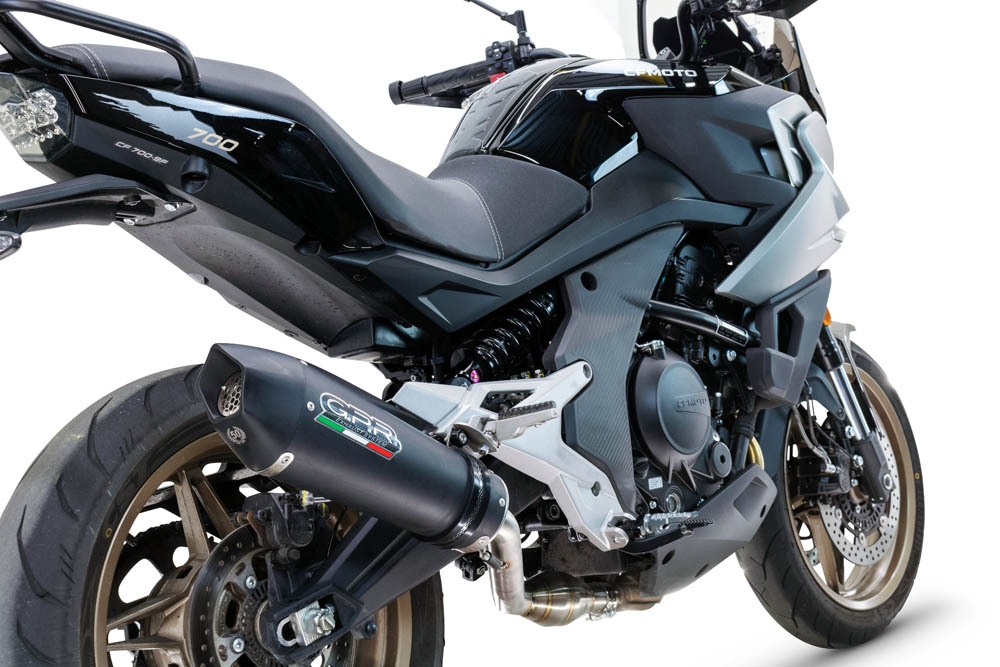 GPR escape compatible con  Cf Moto 700 Mt 2023-2024, New Grand Prix Evo Black Titanium, Escape legal, homologado, silenciador con catalizador, db killer desmontable y tubo de conexión específico 