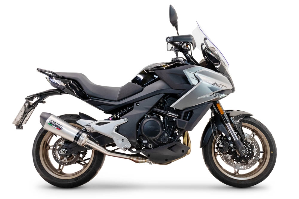 Escape compatible con Cf Moto 700 Mt 2023-2024, Gpe Ann. Titanium, Escape racing, silenciador con db killer y tubos de conexión 