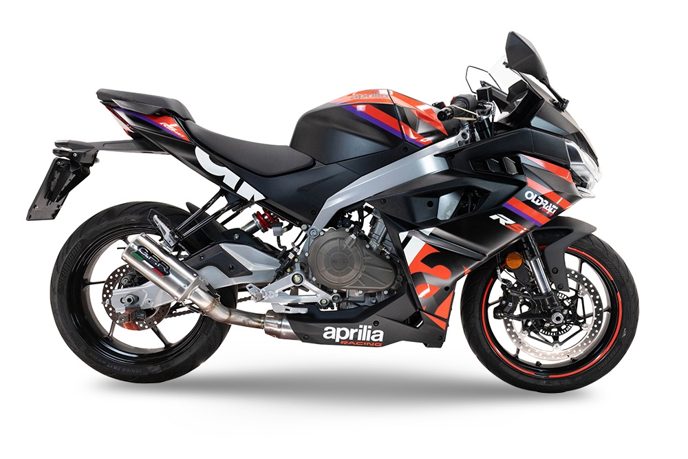 Escape compatible con Aprilia RS 457 2024-2025, M3 Inox , Escape completo homologado y legal,con catalizador incluido db killer extraíble 