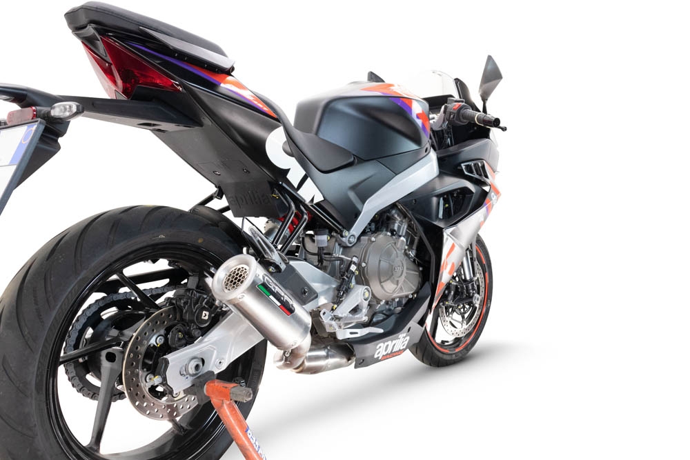 Escape compatible con Aprilia RS 457 2024-2025, M3 Inox , Escape completo homologado y legal,con catalizador incluido db killer extraíble 