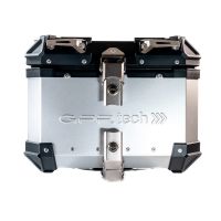 Baúl en aluminio color plata, incluye portaequipajes específico de aluminio y placa especifica de acero. Baúl GPR TECH compatible con  Zontes E 350 2023/2024
