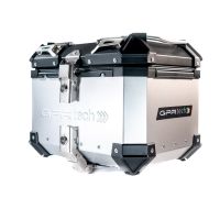 Baúl en aluminio color plata, incluye portaequipajes específico de aluminio y placa especifica de acero. Baúl GPR TECH compatible con  Zontes E 350 2023/2024