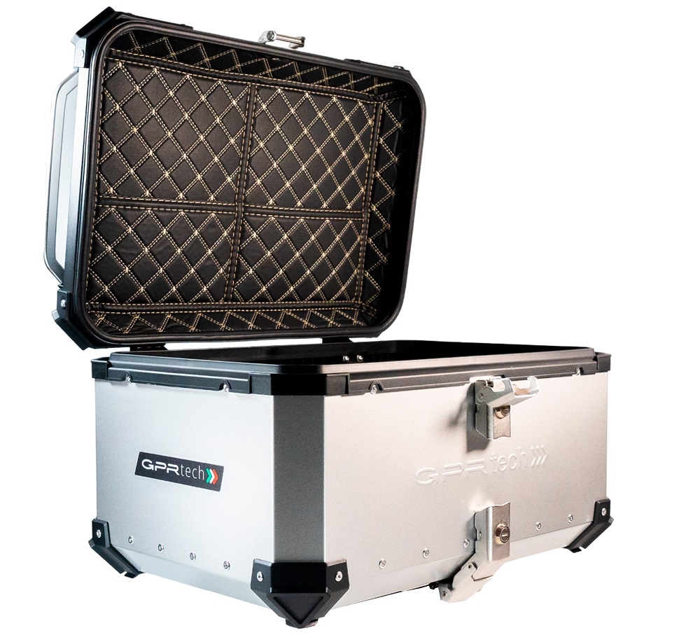 GPR TECH BAUL ALPI-TECH 55 LT. PLATA Baúl superior Top Case de aluminio color plata con placa universal incluida Capacidad Litros 55