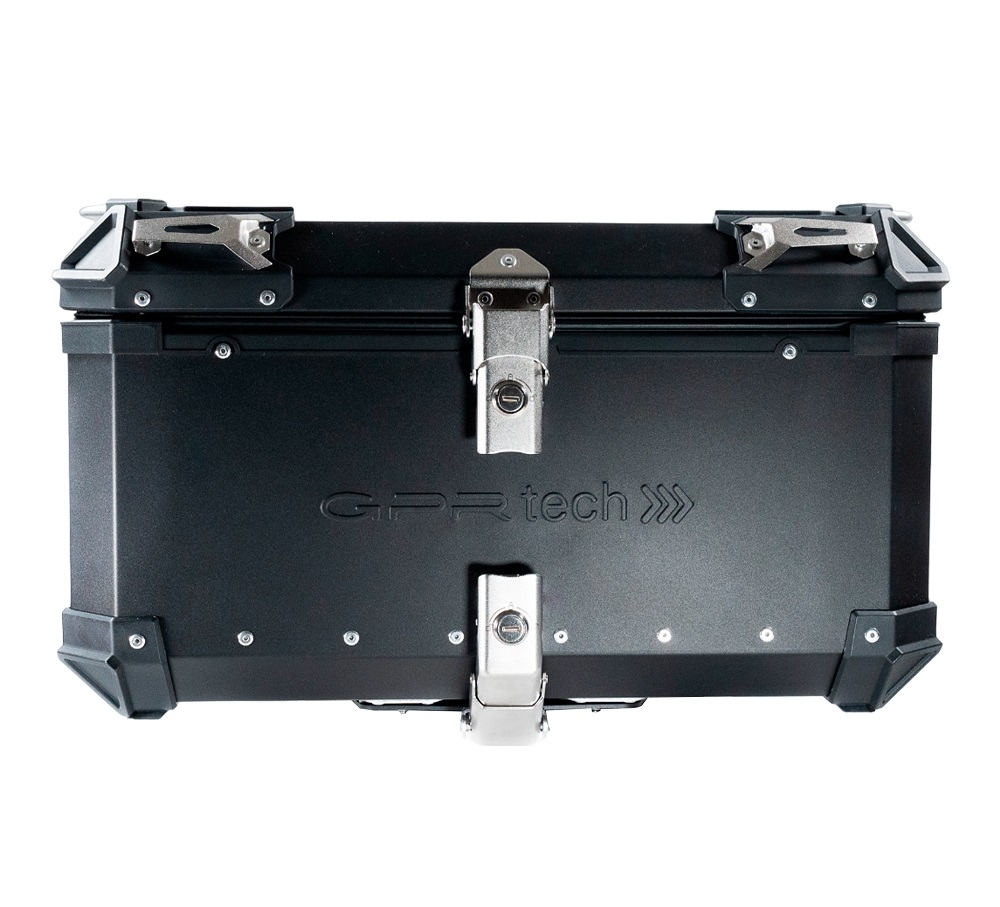 Baúl en aluminio, color negro con placa específica incluida Baúl GPR TECH compatible con  Aprilia Tuareg 660 2021/2024 e5