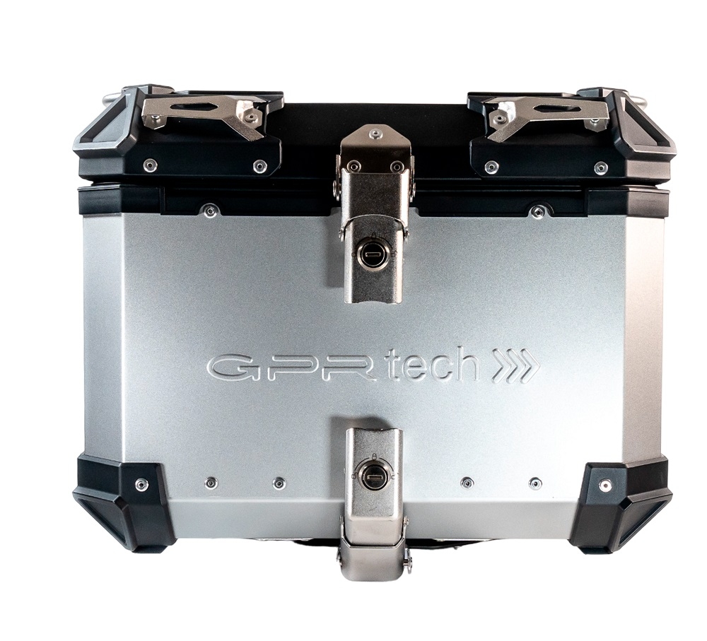 Baúl en aluminio color plata con placa específica incluida Baúl GPR TECH compatible con  Kawasaki Gtr 1400 2017/2018