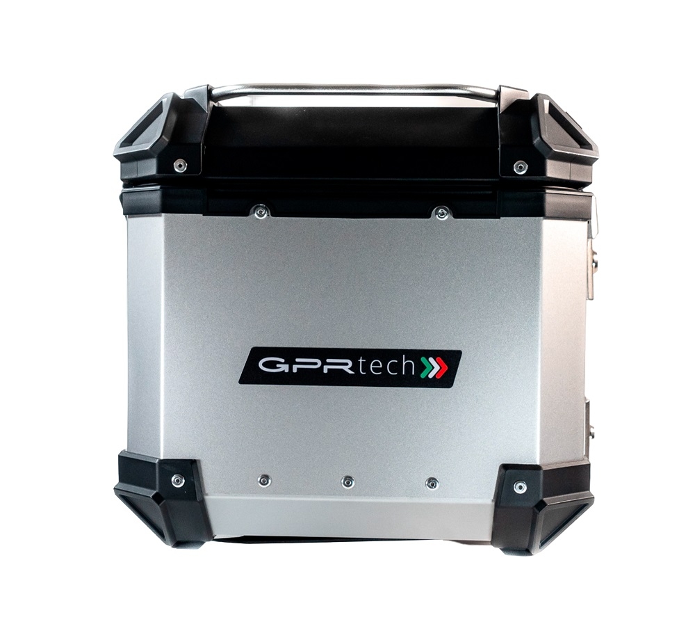 Baúl en aluminio color plata con placa específica incluida Baúl GPR TECH compatible con  Kawasaki Gtr 1400 2017/2018