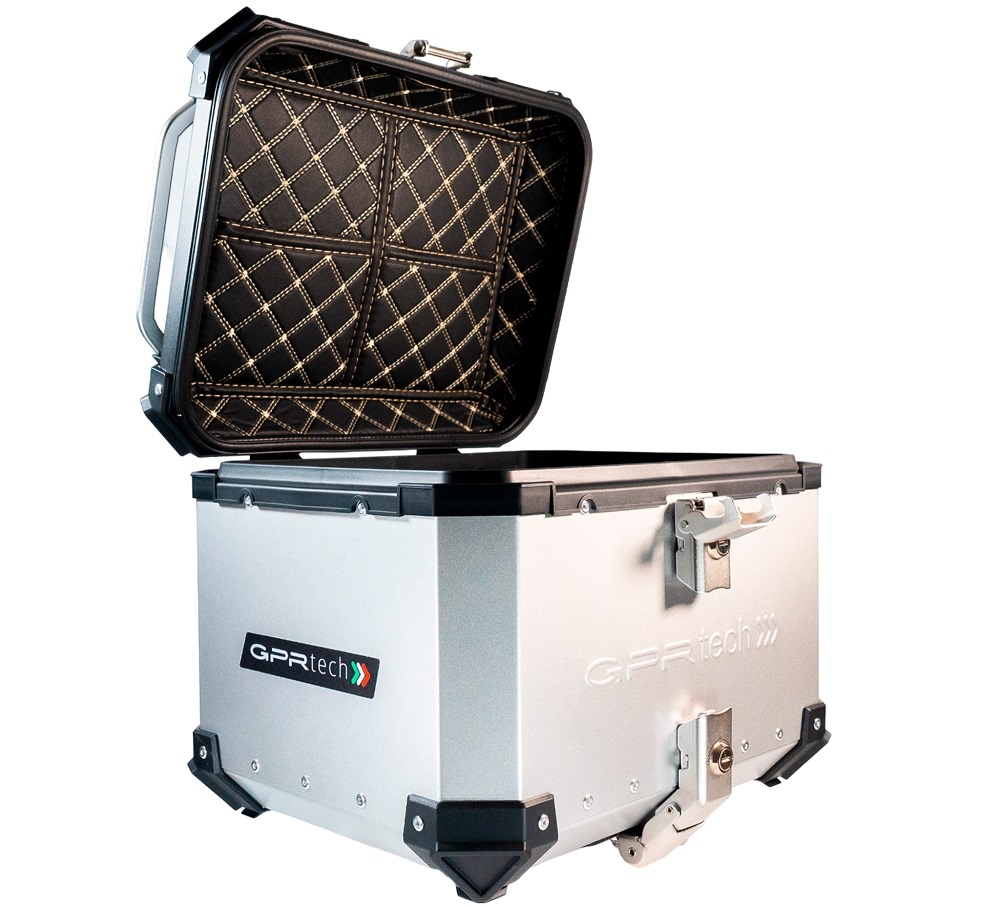 GPR TECH BAUL ALPI-TECH 45 LT. PLATA Baúl superior Top Case de aluminio color plata con placa universal incluida Capacidad Litros 45