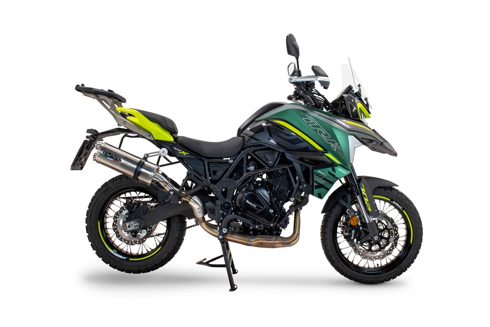 Escape compatible con Benelli Trk 702 2023-2024, Dual Inox, Escape legal, homologado, silenciador con db killer desmontable y tubo de conexión específico 