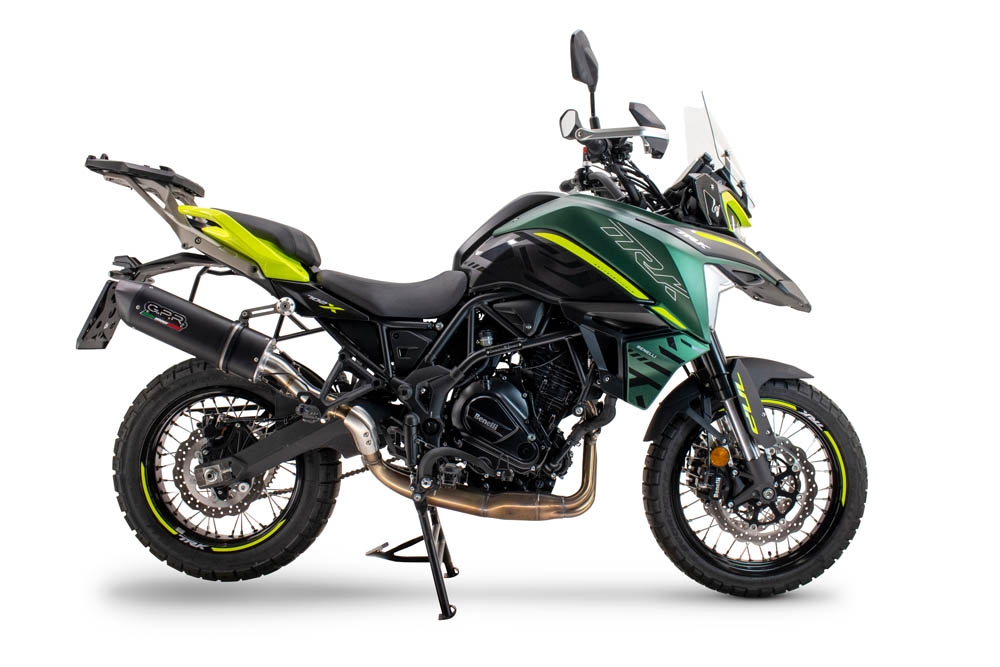 Escape compatible con Benelli Trk 702 2023-2024, Furore Evo4 Nero, Escape legal, homologado, silenciador con db killer desmontable y tubo de conexión específico 