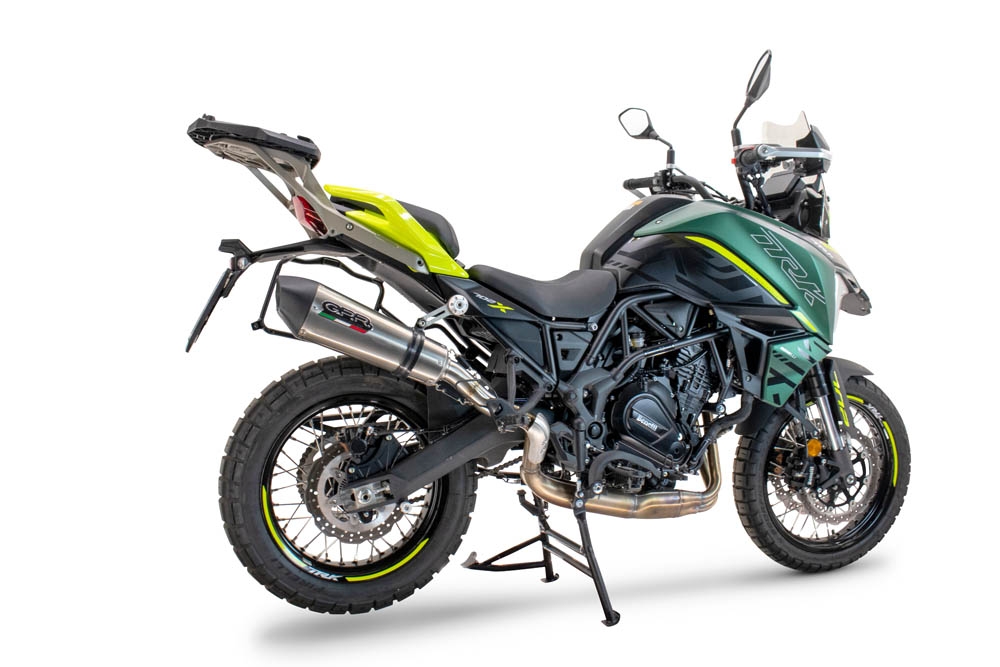 Escape compatible con Benelli Trk 702 X 2023-2024, GP Evo4 Titanium, Escape legal, homologado, silenciador con db killer desmontable y tubo de conexión específico 